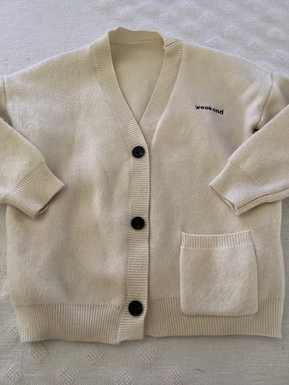 "weekend" embroidered cardigan sweater.